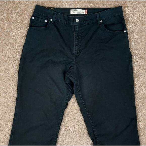 Levis 550 Black Denim Jeans 18M Relaxed Fit Boot Cut Cotton (measures 36x31) - Picture 3 of 10